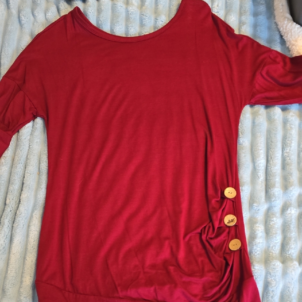 Elegant Red Women's Top with Button Detail